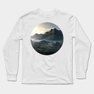 Beautiful mountain landscape in the fog Long Sleeve T-Shirt